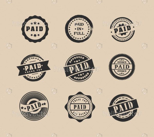Set of various round paid stamps - Vector