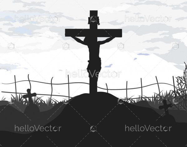 Jesus Christ on the cross - Vector Silhouette