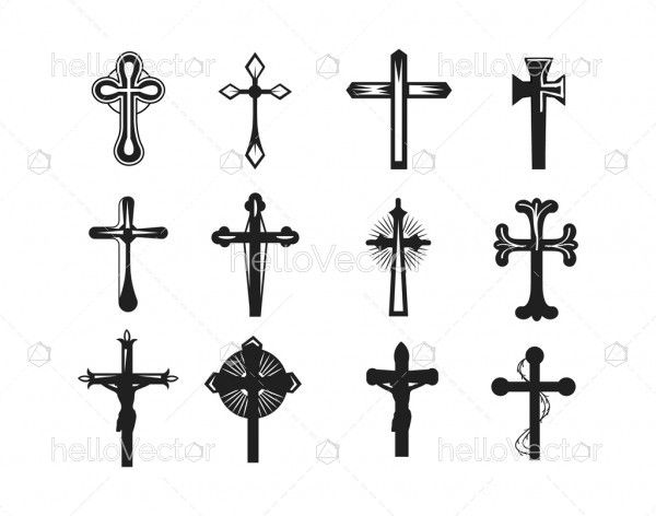 Christian cross vector silhouette