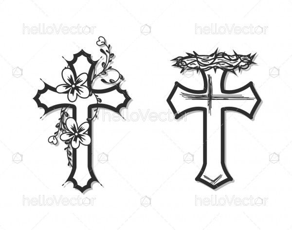Floral Cross Silhouette