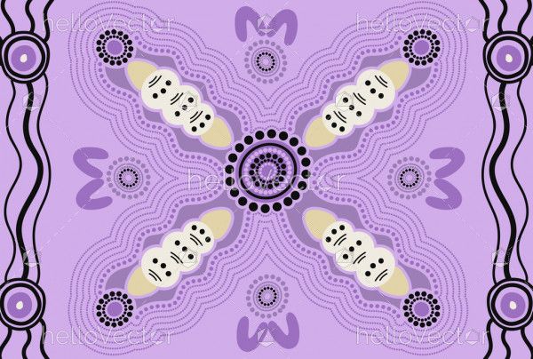 Aboriginal art with Witchetty grub - Vector