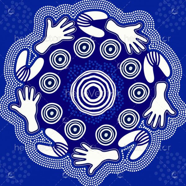 Blue Aboriginal Hand Painting