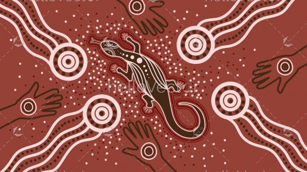Aboriginal dot lizard art