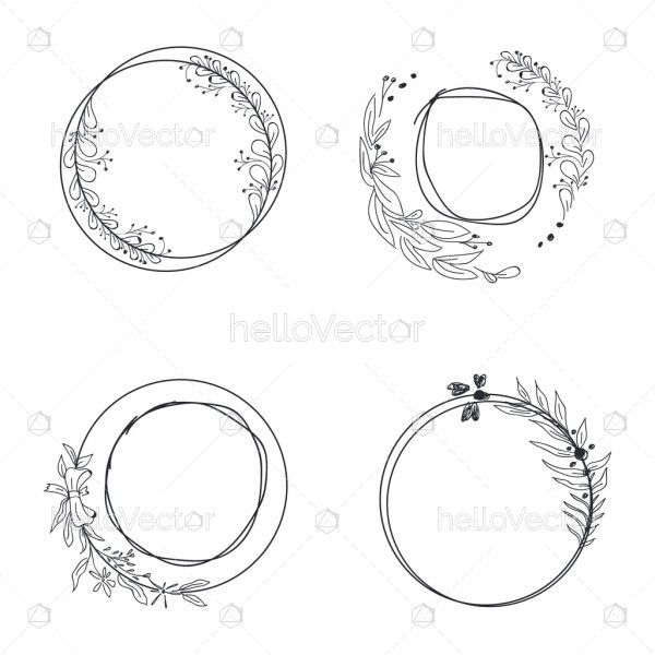 Floral circle frames - vector set