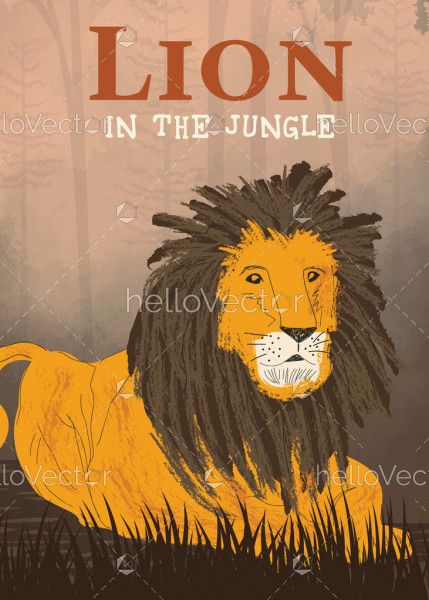 Lion In The Jungle - Kids Book Cover Design