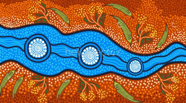 Aboriginal river painting - nature concept art