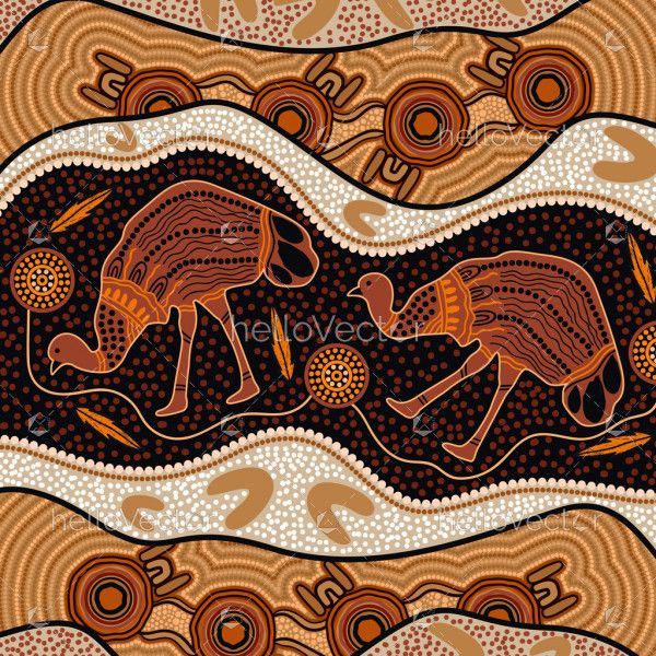 Emu Aboriginal Painting - Vector