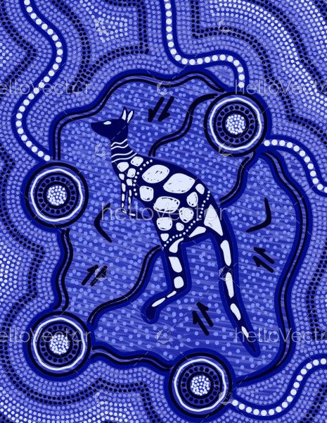 Aboriginal kangaroo painting - Vector