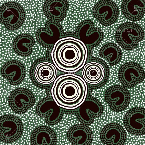 Green aboriginal vector dot art background