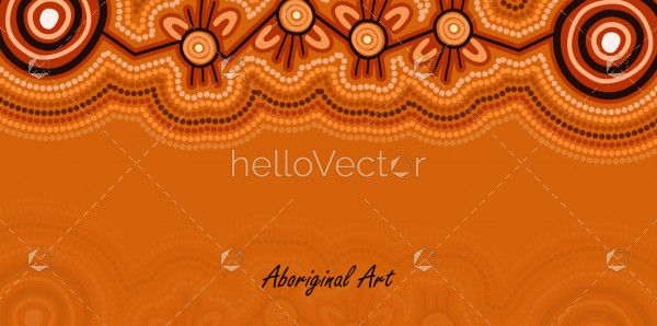 Brown aboriginal dot art banner template