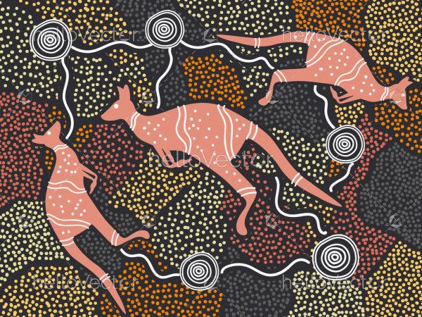 Kangaroo art, aboriginal background