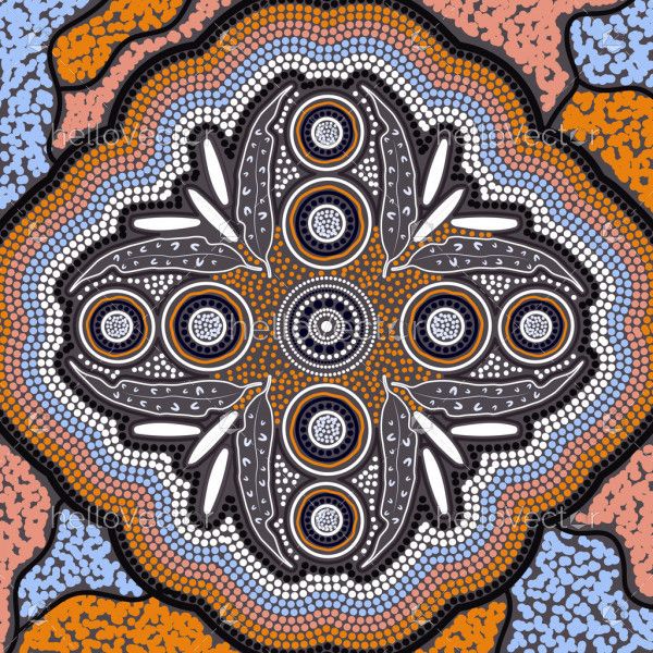 Aboriginal gum leaves vector artwork