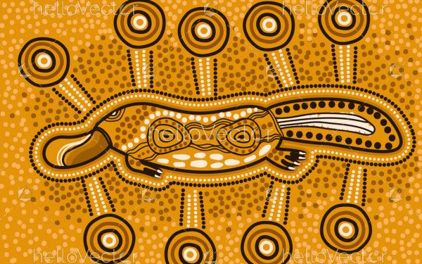 Yellow aboriginal vector platypus art