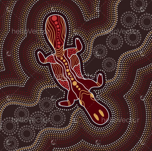 Aboriginal dot art design with Platypus