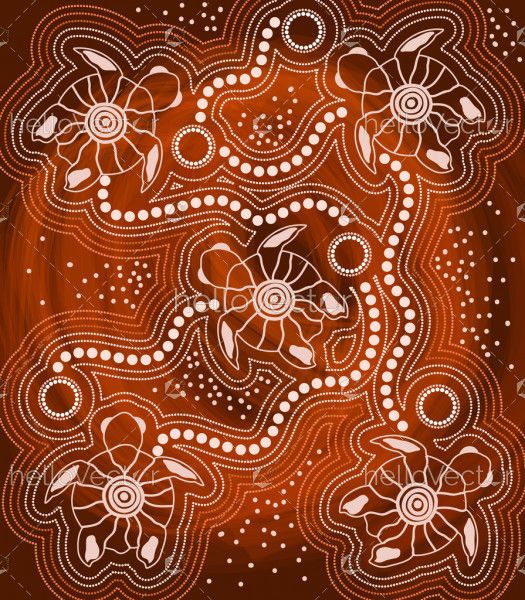 Aboriginal style of turtle painting