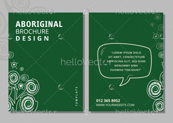 Green brochure template with aboriginal design