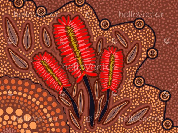 Bottle brush aboriginal artwork
