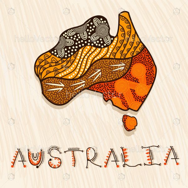 Australia map with aboriginal artwork