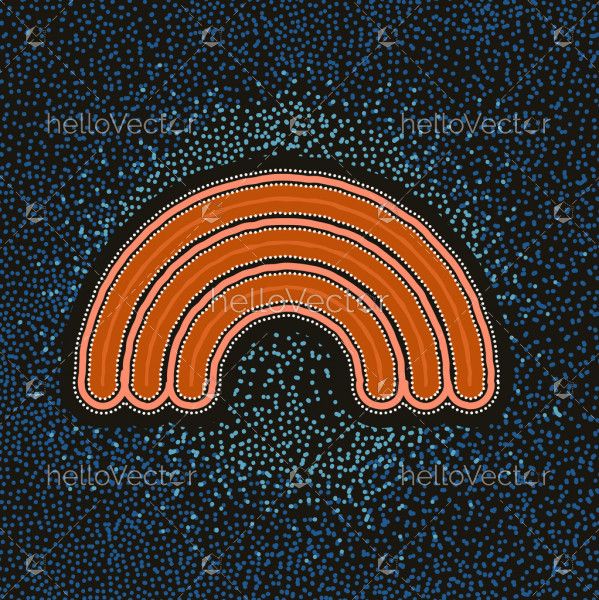 Rainbow/Cloud Symbol  - Aboriginal art background