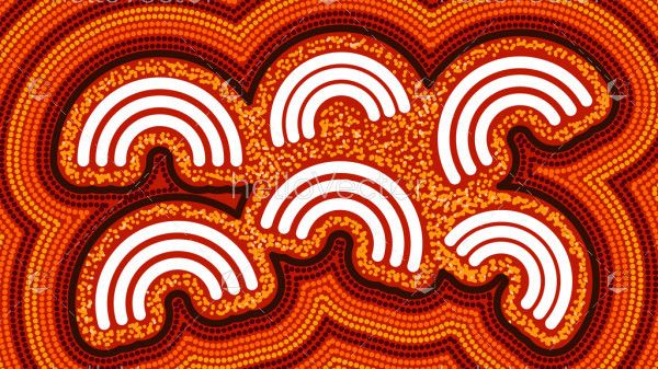 Aboriginal art background - Rainbow/Cloud Symbol