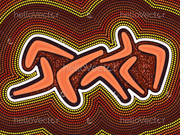 Aboriginal art background - Hunting Boomerang Symbol