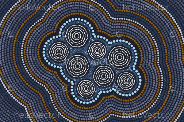 Aboriginal art background - Campsite symbol