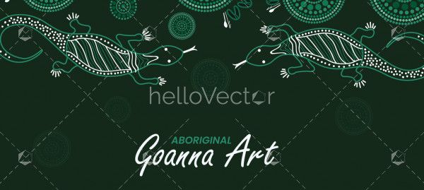 Goanna green aboriginal art poster design