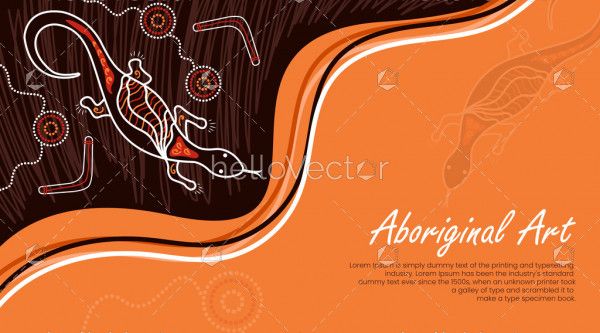 Aboriginal art poster design with goanna