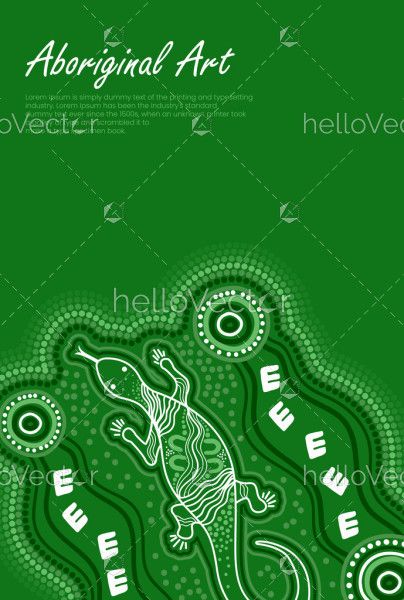 Green lizard aboriginal art poster design