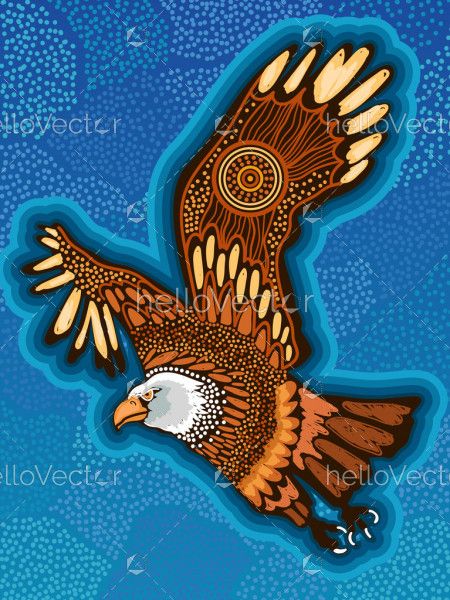 Flying eagle aboriginal style of artwork