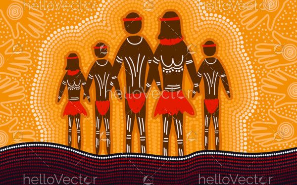 Aboriginal style of art depicting happy family - Download Graphics ...