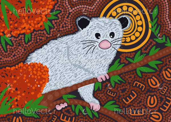 Possum aboriginal style painting