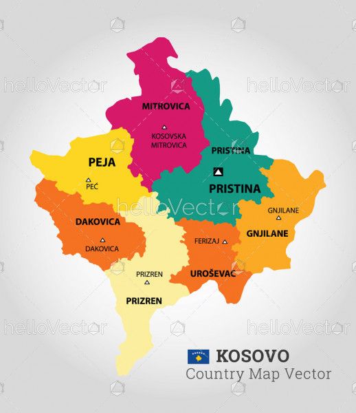 Detailed Map Of Kosovo - Vector Illustration