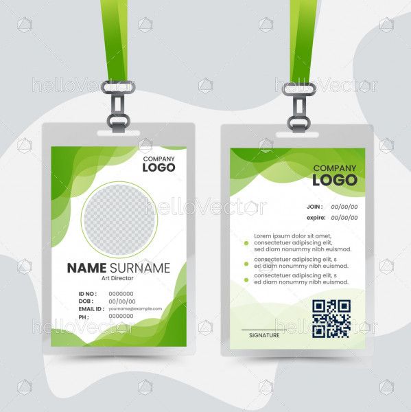 Modern green office id card design