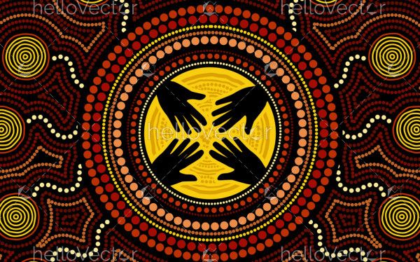 Aboriginal vector artwork with hand