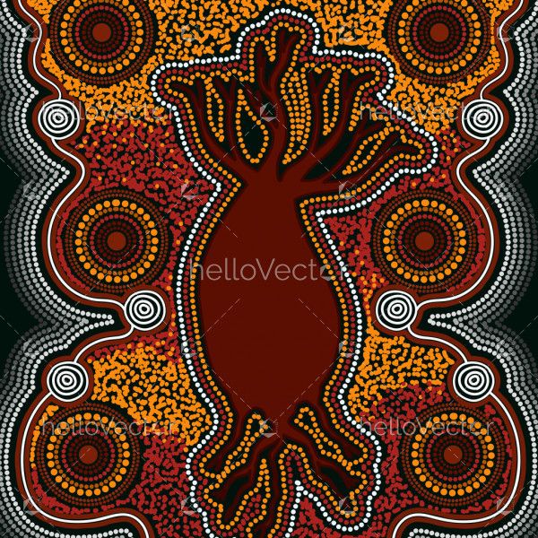 Aboriginal dot boab tree painting
