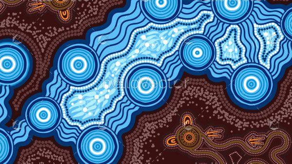 Aboriginal river art - Vector background