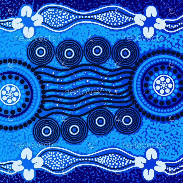Blue vector aboriginal art background