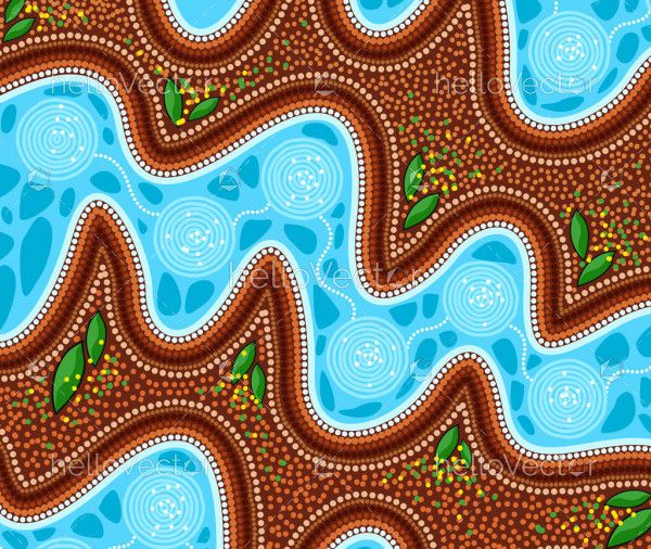 Aboriginal dot art river background