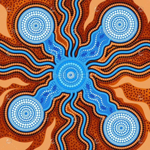 River connection aboriginal dot art