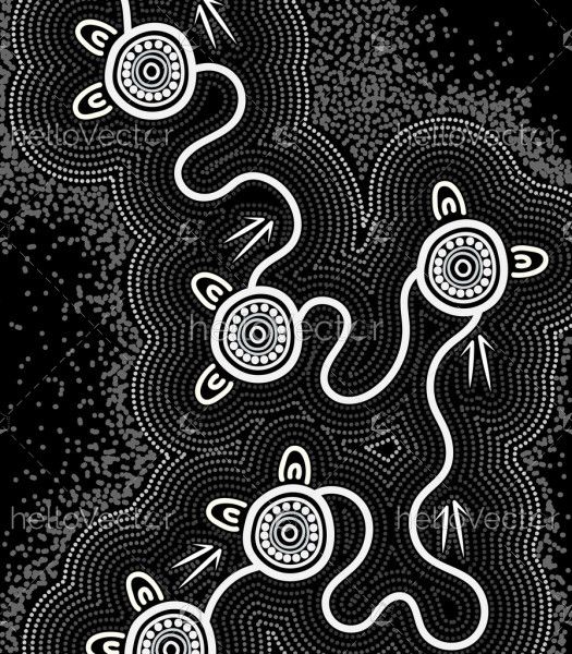 Aboriginal style of black and white painting