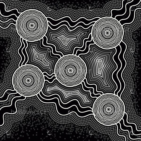 Aboriginal connection art - Black and white - Download Graphics & Vectors