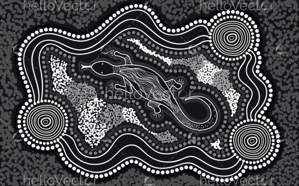 Aboriginal lizard art - Black and white