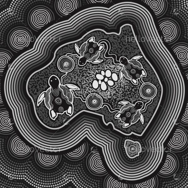 Aboriginal turtle art - Black and white