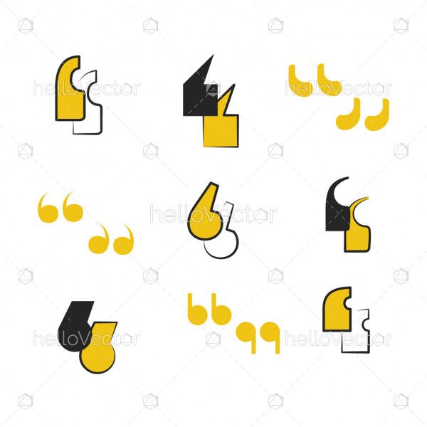 Abstract icon set of quotation marks