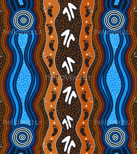 River and land aboriginal art background