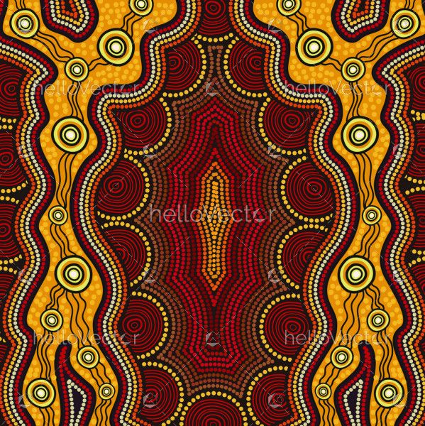 Yellow and brown - aboriginal do art painting