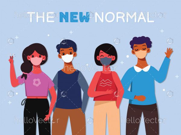 Group of people wearing face mask, New normal concept