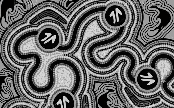 Aboriginal black and white kangaroo background