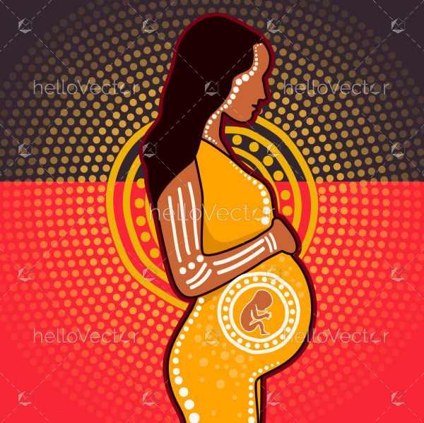Pregnant woman aboriginal dot art